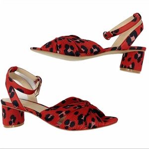 CAbi red animal print heels